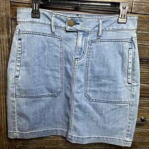 LOFT Blue Denim Skirt with Button Detail